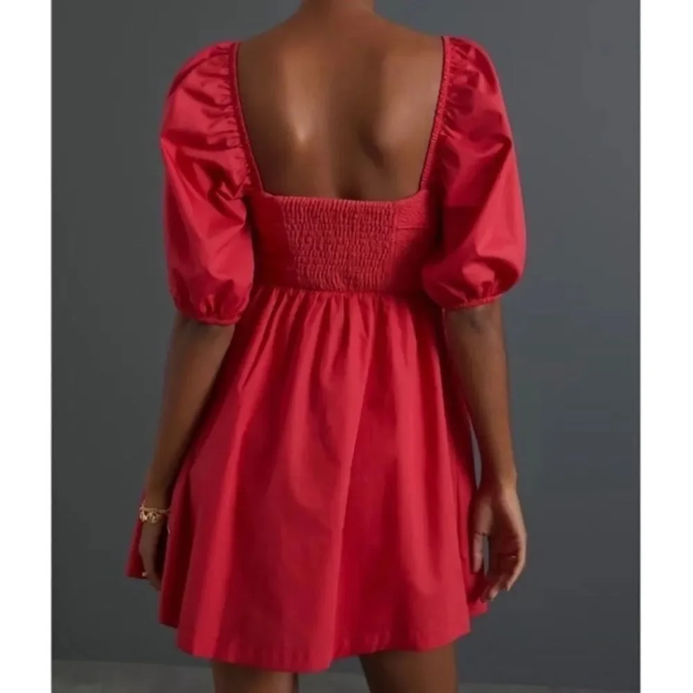Maeve Puff-Sleeved Sweetheart Mini Dress | Anthropologie | Size: Small